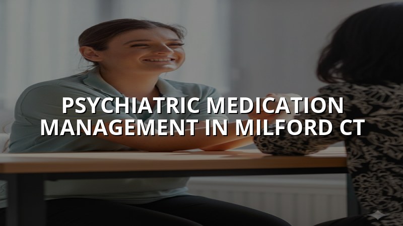 Adults discussing psychiatric medication management with a clinician