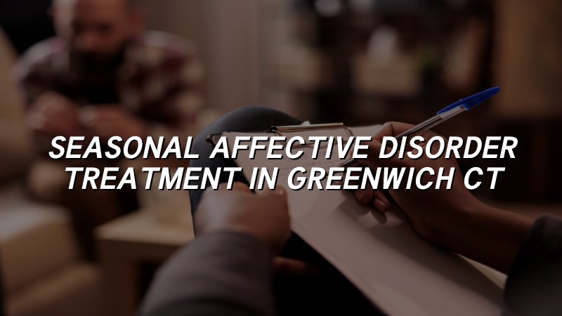 Adults discussing seasonal mood changes and psychiatric care