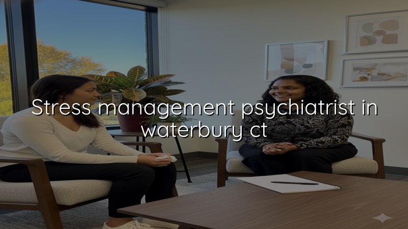 Adults discussing stress management care with a psychiatric clinician